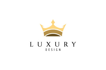 Elegant luxury gold crown logo in modern design style