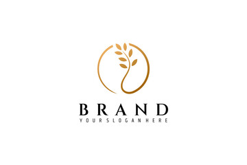 Agricultural Wheat Logo Template Vector in simple design