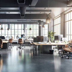 Fototapeta na wymiar Modern office interior design, contemporary business workspace, generative ai