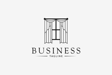 Window curtain vector logo with flat design