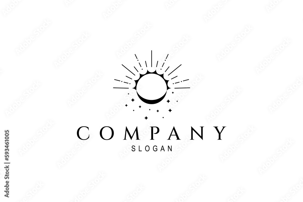 Canvas Prints vector logo in which abstract image of sun and crescent symbol