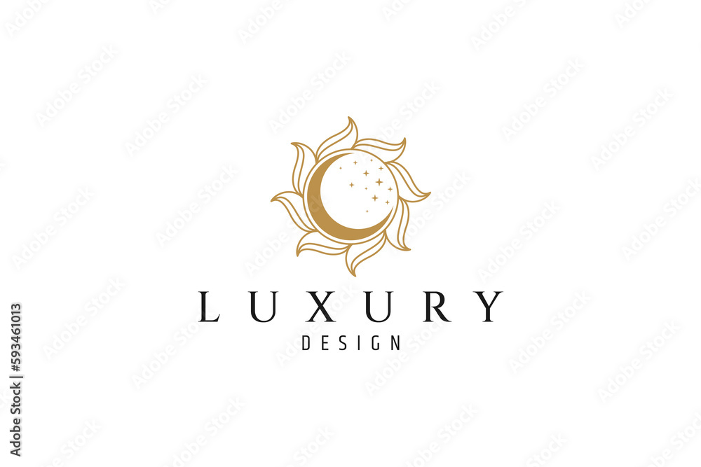 Canvas Prints vector gold logo in which abstract image of sun and crescent symbol