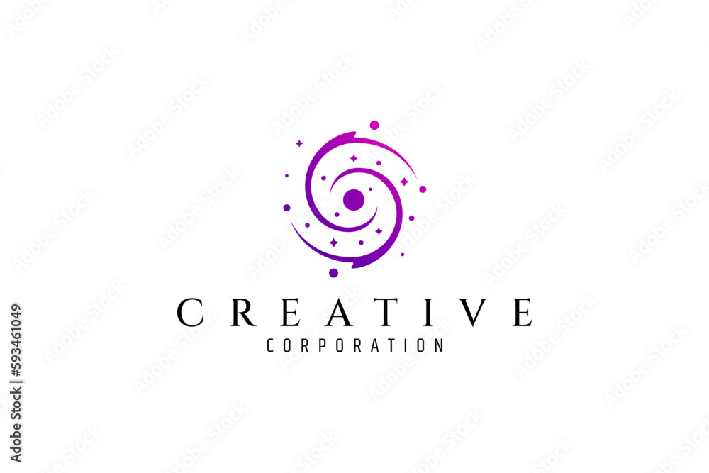 Wall mural vector purple logo in which abstract image of outer space galaxy.