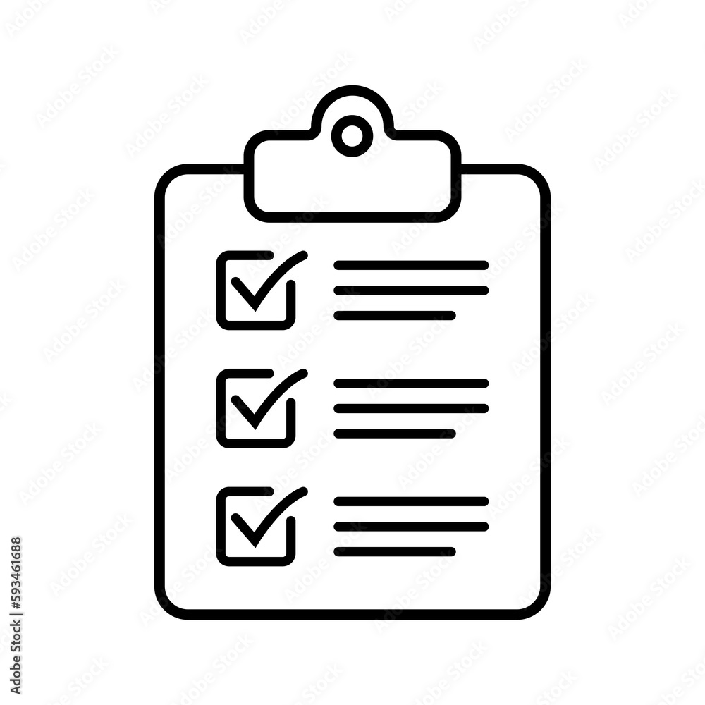 Aufkleber clipboard and checklist icon. project management, questionnaire line icon. to do list vector icon fo