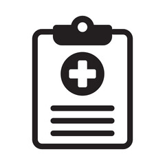 Medical history icon, medical report symbol. Health care clipboard icon. Medical card icon.