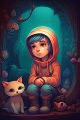 The Adventure of the Boy and His Cat in a Magical and Mystical World
