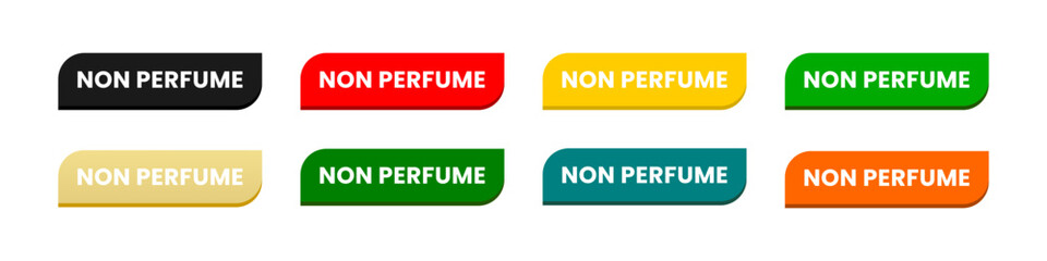 Non perfume label or No Perfume mark vector isolated in flat style. Simple Non perfume or fragrance free label for product design element. Best No perfume mark for packaging design element.