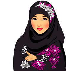 image muslim lady adorable beautiful illustration