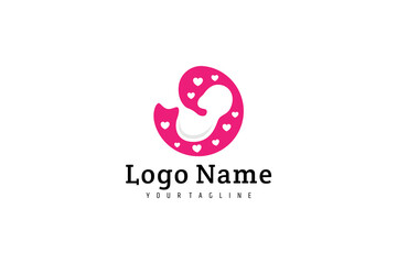Baby fetus logo decorated love symbol in pink flat design style