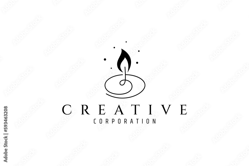 Canvas Prints candle logo with continuous lines design