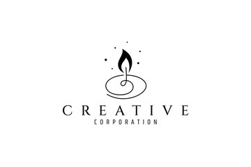 Candle logo with continuous lines design