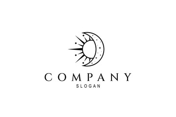 Vector logo on which the abstract image of the moon and sun on a white background