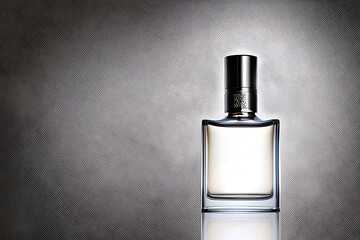 White transparent bottle perfume mockup studio shot, isolated background, marketing and product presentation.