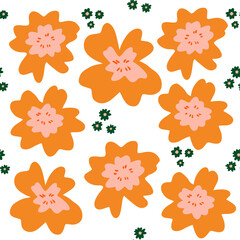 Seamless pattern with floral garden flower, Flower collection with leaves, plants ,botanical ,seamless pattern vector design for fashion, fabric,wallpaper,background. Cute pattern.