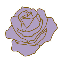 Rose bud icon outline. Simple elegant rose flower pattern for wedding invitations and cards.