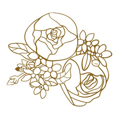 Roses buds icon. Simple elegant flower pattern for wedding invitations and cards.