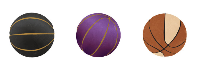 Cute basketball ball illustration set 02