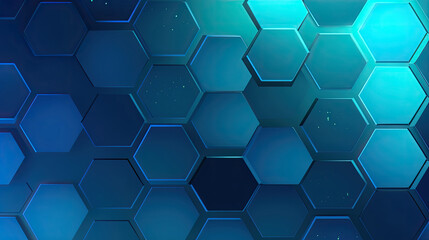 Geometric horizontal background with hexagons in digital abstract style with Generative AI Technology