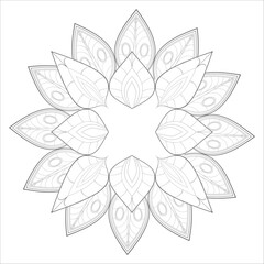 Coloring Books for adults. Hand drawn flowers in zentangle style for t-shirt design or tattoo and coloring book
