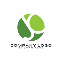 Abstract letter J C logo design in circle.