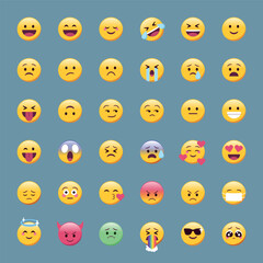 Emoji faces with cute expressions for social media