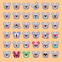 Koala emoji faces with cute expressions for social media © Cristina