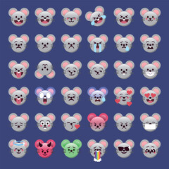 Mouse emoji faces with cute expressions for social media