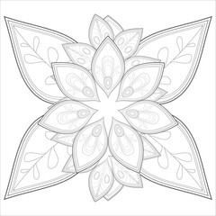 Decorative Doodle flowers in black and white for coloringbook, cover, background, invitation card. Hand drawn sketch for adult anti stress coloring page isolated in white background.-vector