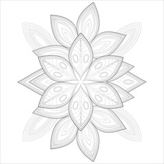 Decorative Doodle flowers in black and white for coloringbook, cover, background, invitation card. Hand drawn sketch for adult anti stress coloring page isolated in white background.-vector