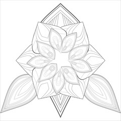 Decorative Doodle flowers in black and white for coloringbook, cover, background, invitation card. Hand drawn sketch for adult anti stress coloring page isolated in white background.-vector