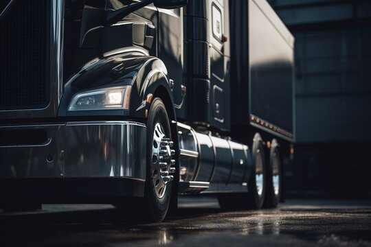 Semi-truck Side View Profile. Generative AI