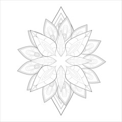 Decorative Doodle flowers in black and white for coloringbook, cover, background, invitation card. Hand drawn sketch for adult anti stress coloring page isolated in white background.-vector
