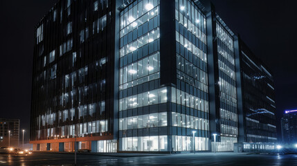 Plakat modern business center at night