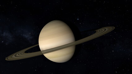 Space probe approaching to planet Saturn.