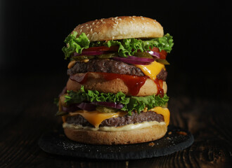 A double burger in low key	