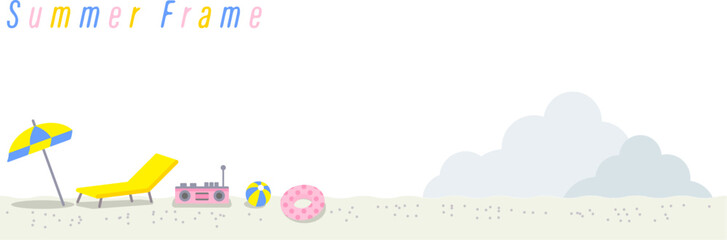 夏のイラスト素材_砂浜の風景（主線なし）