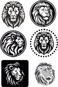 Vector head of a lion with a crown, profile of a royal cat. golden luxury emblem. vector