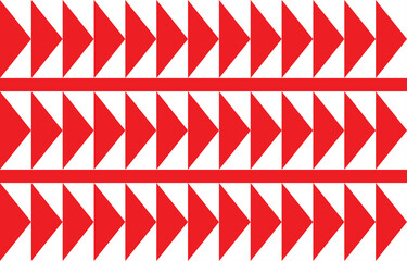pattern of red triangles repeat in seamless pattern.Vector illustration on white background