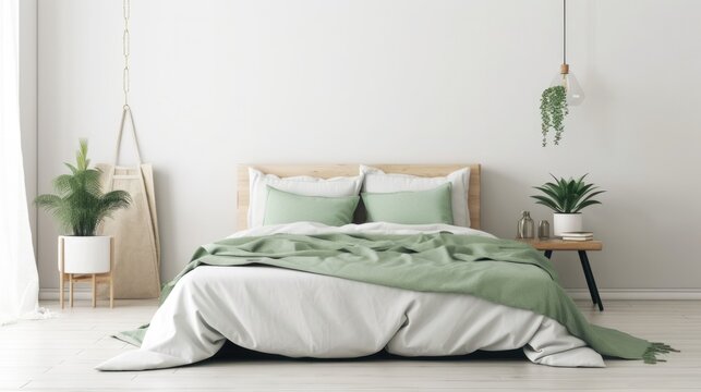 Modern Interior Design Background. Stylish Bedroom. Generative AI.