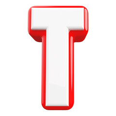3d letter T red font render