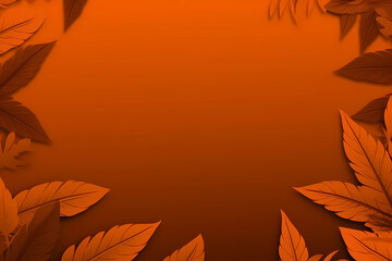 beautiful and modern backdrop in orange with leaves as a frame and boarder, generative ai