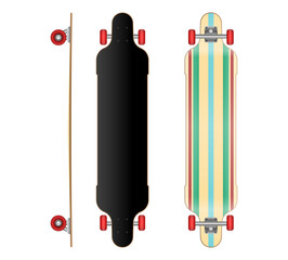 set of realistic skateboard deck template isolated. eps vector