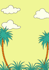 Sea sandy beach background image in summer, bright colors, nice and fresh atmosphere.