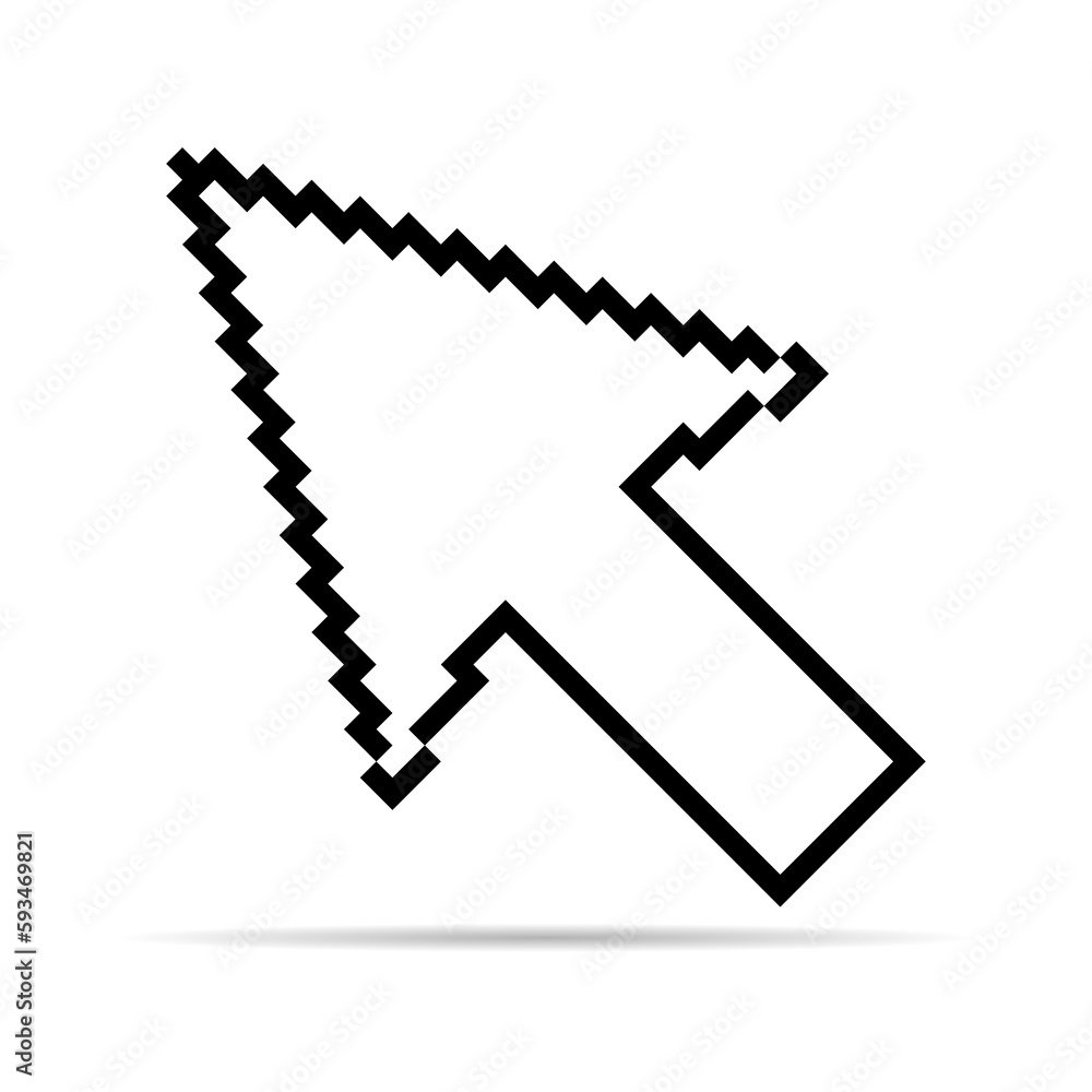 Aufkleber arrow pixel icon shadow, web cursor click mouse symbol, computer pointer vector illustration