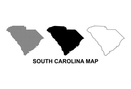 Set of South carolina map, united states of america. Flat concept symbol vector illustration