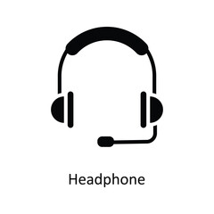 Headphone Vector   Solid icons. Simple stock illustration stock