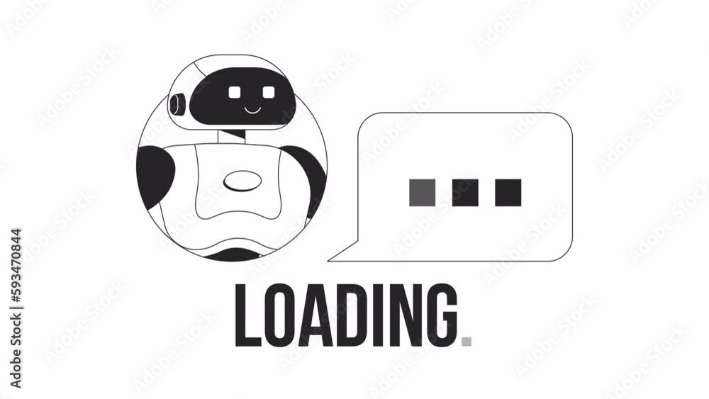Fototapete ai in chat bw loader animation. bot with ellipsis bubble. flash message 4k video footage. isolated m