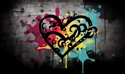 A heart symbol brings love to graffiti art Creating using generative AI tools