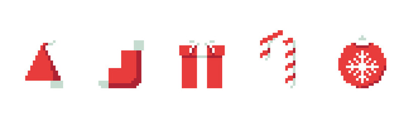 X-mas things in Pixel Art style.