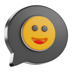 Premium media smile emoji balloon icon 3d rendering on isolated background